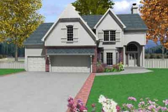 Exterior - Front Elevation for European House Plan #6-215 - 4 bed, 3.5 bath