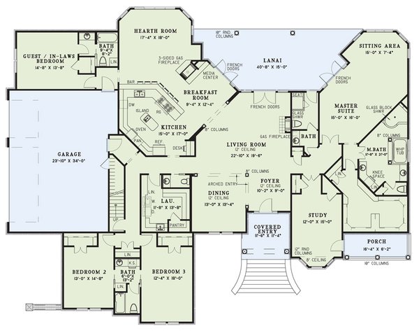 Architectural House Design - Traditional Floor Plan - Main Floor Plan #17-3320