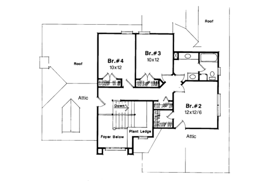 Floor Plan - Upper Floor for European House Plan #41-146 - 4 bed, 2.5 bath