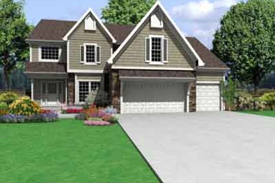 Exterior - Front Elevation for European House Plan #6-221 - 4 bed, 3.5 bath