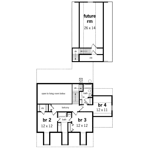 Architectural House Design - Southern Floor Plan - Upper Floor Plan #45-207