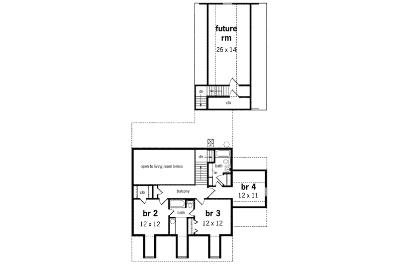 House Plan Design - Floor Plan - Upper Floor for Southern House Plan #45-207 - 4 bed, 3.5 bath