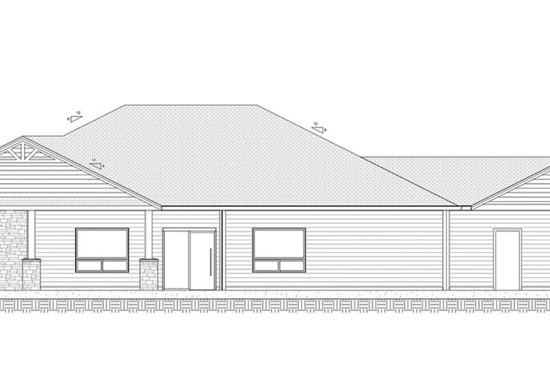 House Blueprint - Exterior - Rear Elevation for Craftsman House Plan #1077-2 - 3 bed, 2 bath