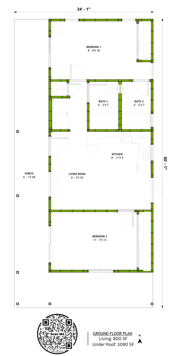 Adobe / Southwestern Floor Plan - Main Floor Plan #1106-44