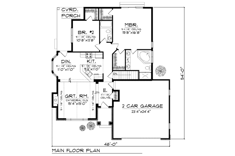Home Plan - Floor Plan - Main Floor for Ranch House Plan #70-926 - 2 bed, 2 bath