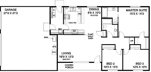 Home Plan - Ranch Floor Plan - Main Floor Plan #60-533