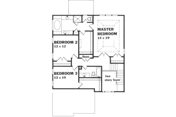 Floor Plan - Upper Floor for Traditional House Plan #129-128 - 3 bed, 2.5 bath