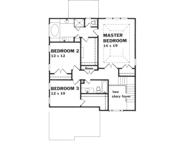 Traditional Floor Plan - Upper Floor Plan #129-128