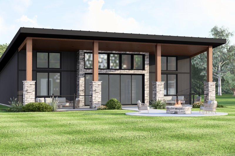 Architectural House Design - Exterior - Rear Elevation 1 for Modern House Plan #1064-460 - 2 bed, 2.5 bath