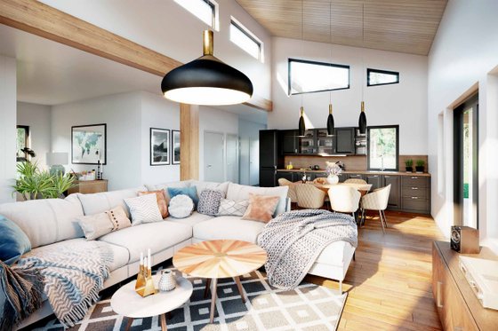 Interior - Family Room for Cabin House Plan #924-14 - 2 bed, 2 bath