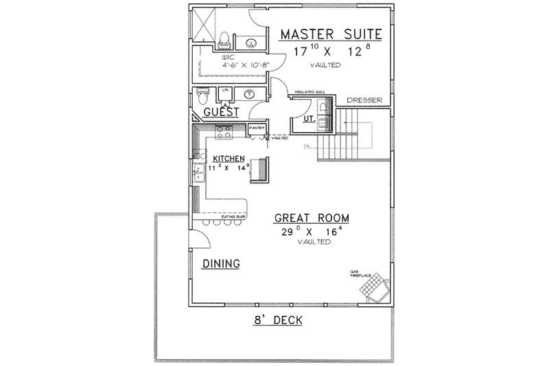 Dream House Plan - Floor Plan - Main Floor for Modern House Plan #117-394 - 3 bed, 2.5 bath