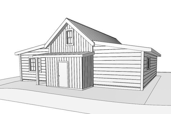 Exterior - Rear Elevation 1 for Barndominium House Plan #1099-9 - 2 bed, 3 bath
