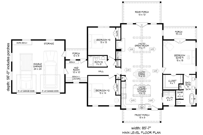 Dream House Plan - Floor Plan - Main Floor for Barndominium House Plan #932-1143 - 3 bed, 2 bath