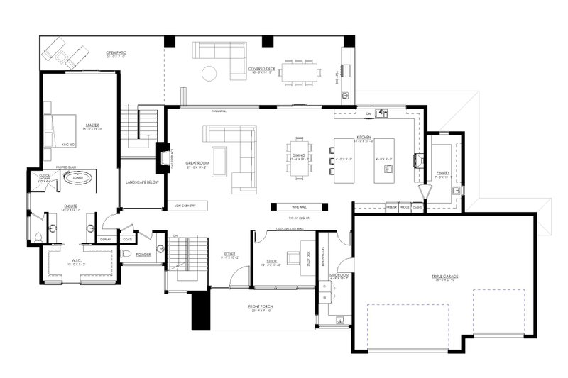 Dream House Plan - Floor Plan - Main Floor for Contemporary House Plan #1114-101 - 5 bed, 4.5 bath