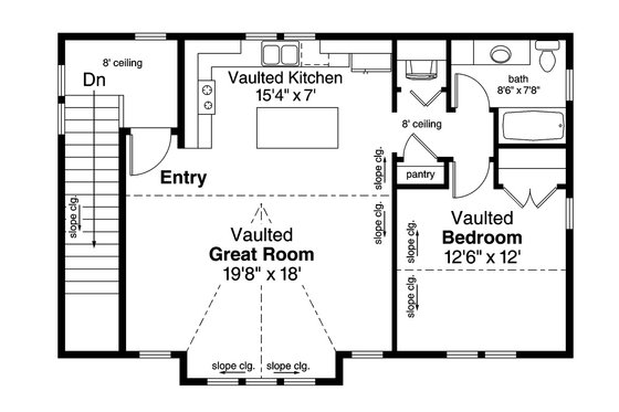 Floor Plan - Upper Floor for European House Plan #124-1037 - 1 bed, 1 bath