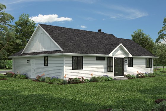 Exterior - Rear Elevation 1 for Ranch House Plan #18-1055 - 2 bed, 2 bath
