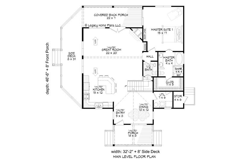 Dream House Plan - Floor Plan - Main Floor for Farmhouse House Plan #932-701 - 3 bed, 2.5 bath
