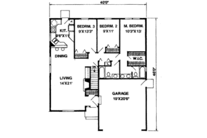 Floor Plan - Main Floor for Ranch House Plan #116-175 - 3 bed, 2 bath