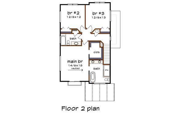 Floor Plan - Upper Floor for Modern House Plan #79-366 - 4 bed, 3 bath