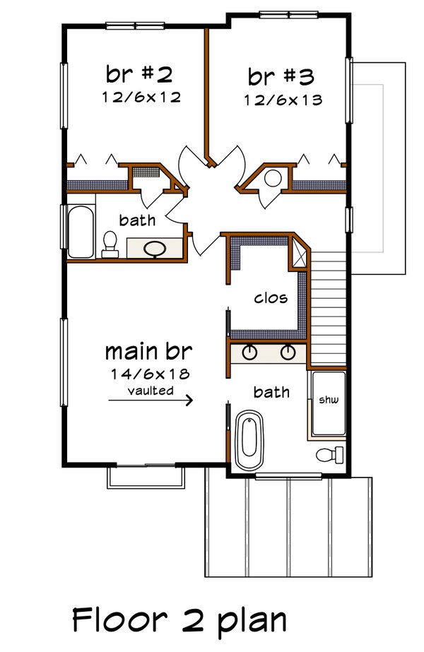 Modern Floor Plan - Upper Floor Plan #79-366