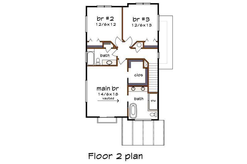 Home Plan - Floor Plan - Upper Floor for Modern House Plan #79-366 - 4 bed, 3 bath