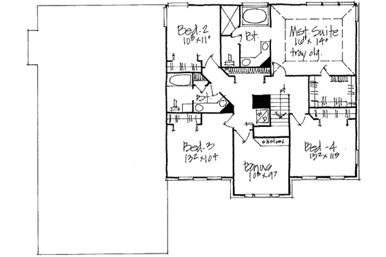 Floor Plan - Upper Floor for Southern House Plan #308-154 - 6 bed, 2.5 bath