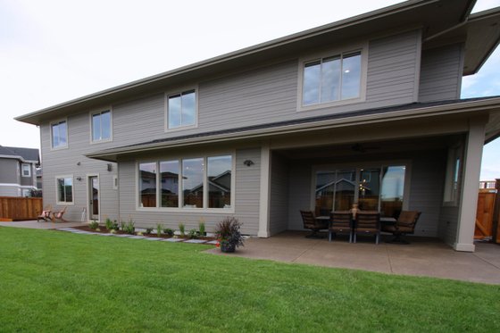 Exterior - Rear Elevation for Prairie House Plan #124-969 - 4 bed, 3 bath