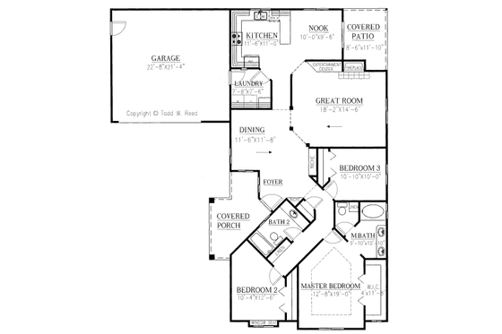 Floor Plan - Main Floor for Mediterranean House Plan #437-9 - 3 bed, 2 bath