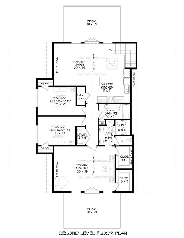 House Blueprint - Country Floor Plan - Upper Floor Plan #932-808