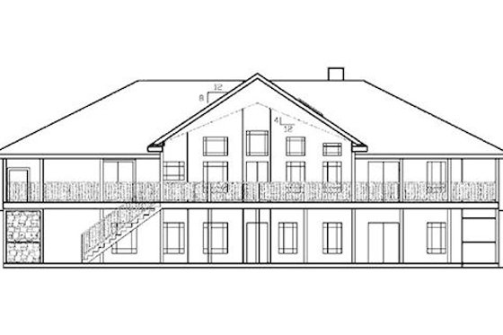 Exterior - Rear Elevation for Country House Plan #60-645 - 2 bed, 2.5 bath