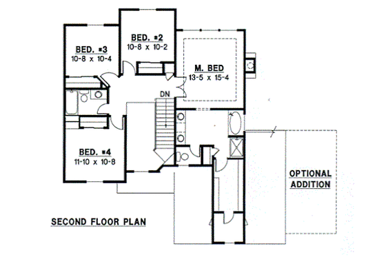 Floor Plan - Upper Floor for Traditional House Plan #67-478 - 4 bed, 2.5 bath
