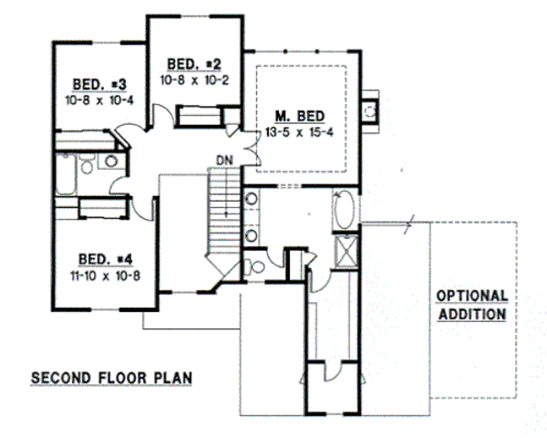 Traditional Floor Plan - Upper Floor Plan #67-478