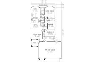 Floor Plan - Main Floor for Adobe / Southwestern House Plan #1-198 - 3 bed, 2 bath