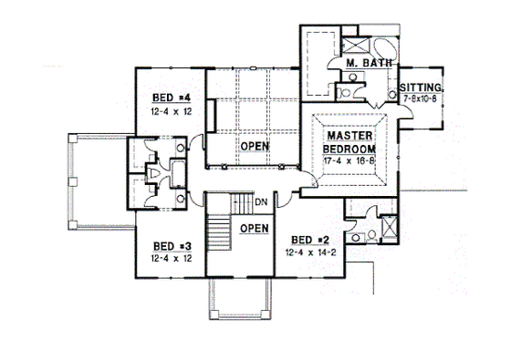Floor Plan - Upper Floor for Mediterranean House Plan #67-603 - 5 bed, 4 bath