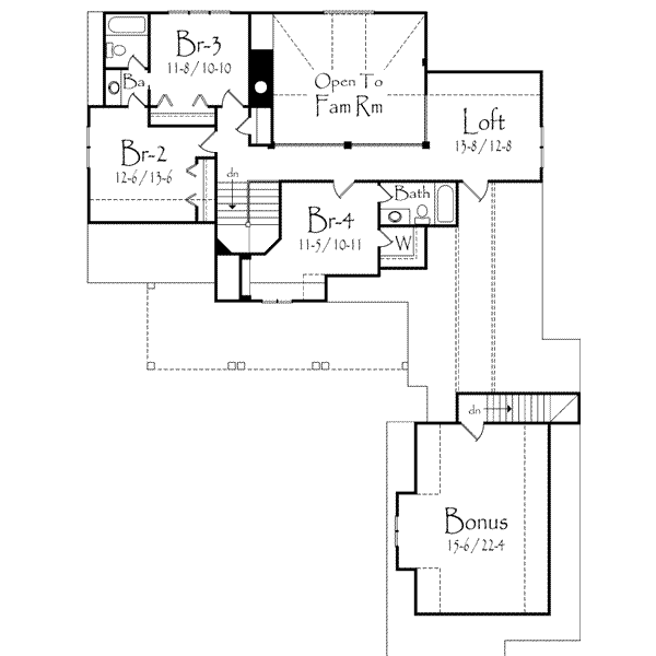 Craftsman Floor Plan - Upper Floor Plan #71-120