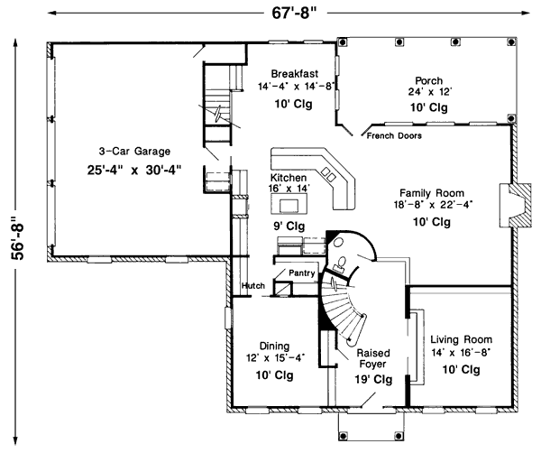 Architectural House Design - Colonial Floor Plan - Main Floor Plan #410-400