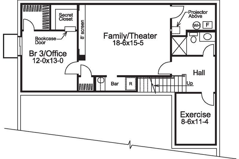 Home Plan - Floor Plan - Lower Floor for Country House Plan #57-578 - 3 bed, 3.5 bath