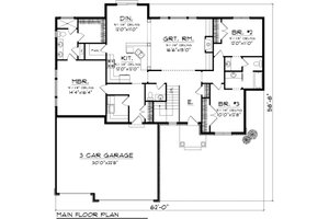 Floor Plan - Main Floor for Ranch House Plan #70-1116 - 3 bed, 2.5 bath