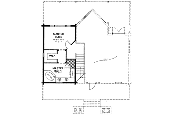 Floor Plan - Upper Floor for Log House Plan #115-155 - 3 bed, 2 bath