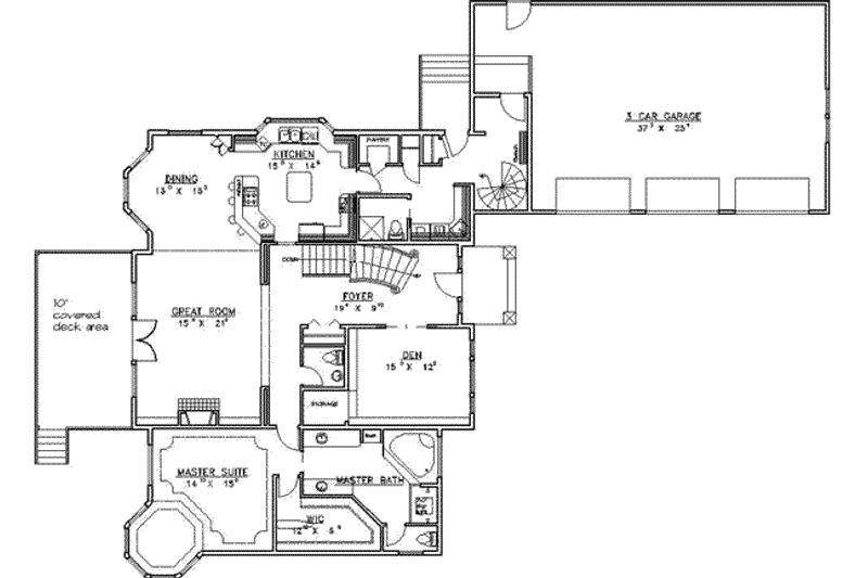 Dream House Plan - Floor Plan - Main Floor for Modern House Plan #117-430 - 5 bed, 4.5 bath