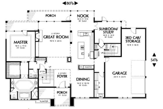 Floor Plan - Main Floor for Mediterranean House Plan #48-146 - 4 bed, 3.5 bath