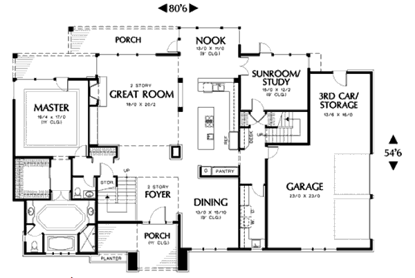 Architectural House Design - Mediterranean Floor Plan - Main Floor Plan #48-146