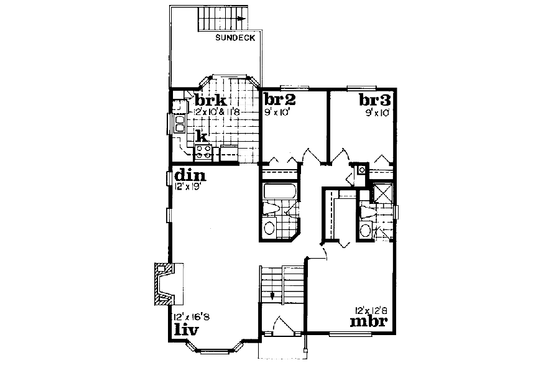 Floor Plan - Main Floor for Traditional House Plan #47-144 - 3 bed, 2 bath