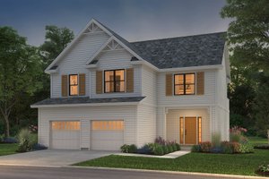 Exterior - Front Elevation 3 for Traditional House Plan #497-4 - 4 bed, 2.5 bath