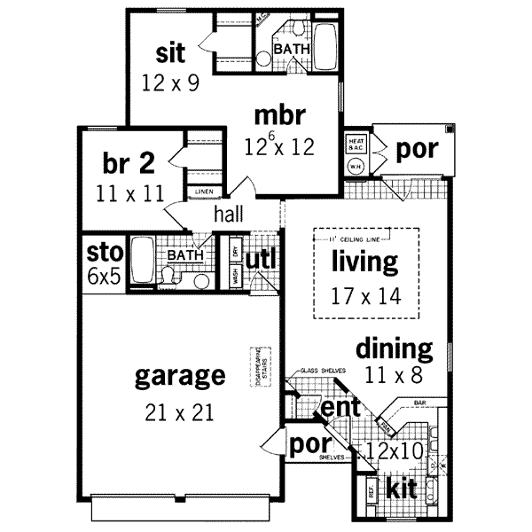 House Blueprint - Cottage Floor Plan - Main Floor Plan #45-183