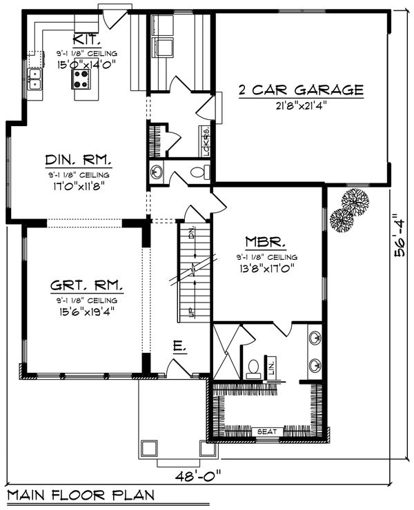 Craftsman Floor Plan - Main Floor Plan #70-1229
