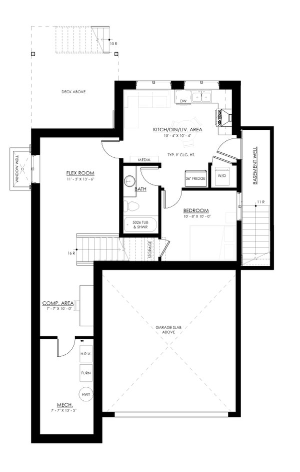 Home Plan - Farmhouse Floor Plan - Lower Floor Plan #1114-110