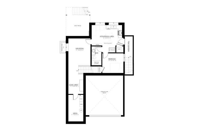 House Blueprint - Floor Plan - Lower Floor for Farmhouse House Plan #1114-110 - 4 bed, 2.5 bath
