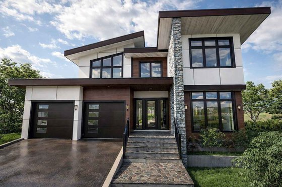 Exterior - Front Elevation 4 for Contemporary House Plan #1101-63 - 3 bed, 3.5 bath