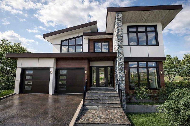 House Blueprint - Exterior - Front Elevation 4 for Contemporary House Plan #1101-63 - 3 bed, 3.5 bath